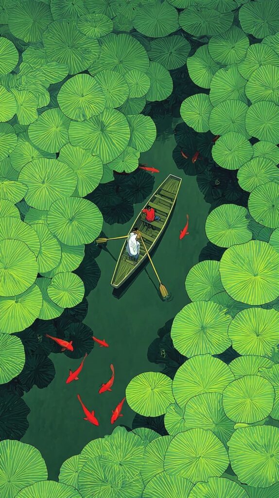 Overgrown lake from above